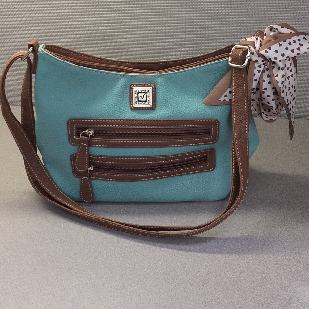 Stone Mountain Accessories Teal and Brown Shoulder Bag